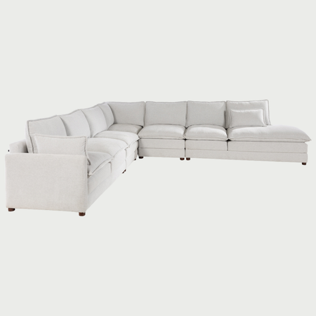 Set Modular Andrea de 8 Plazas con Banca Derecha Tapizado en Tela Marfil