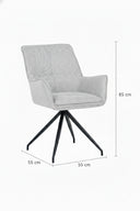 Silla de comedor Caborca con diseño moderno, tapizada en gris claro y base negra, ideal para tu comedor.