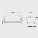 Medidas sofa 3 cuerpos levanto con patas de madera en acabado nogal.