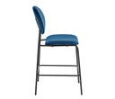 Banco alto Pisa en color azul con patas negras, diseño minimalista ideal para cualquier espacio del hogar.