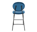 Banco alto Pisa en color azul con patas negras, diseño minimalista ideal para cualquier espacio. Perfecto para cocinas y salas.
