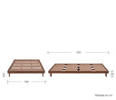 Base de cama rectangular en acabado nogal, con listones visibles y un perfil bajo, ideal para un descanso cómodo.