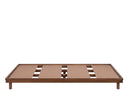 Base de cama rectangular en acabado nogal, con diseño de listones y cuatro patas, ideal para tu recámara.