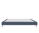 Base queen size Skye en color azul, diseño minimalista con superficie plana y patas metálicas, ideal para cualquier decoración.