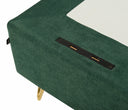 Base queen size Skye en color verde con un diseño moderno y minimalista, patas doradas y superficie suave. Ideal para tu dormitorio.