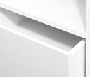 Buró Blancx B en blanco mate, con un diseño minimalista que incluye un cajón y un estante abierto, ideal para cualquier habitación.