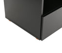 Buró Blancx B en color negro con diseño moderno y minimalista, mostrando un cajón parcialmente abierto para almacenamiento.