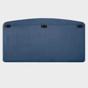 Cabecera queen size Nakane en color azul con superficie lisa y diseño de borde redondeado, ideal para tu dormitorio.