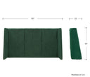 Cabecera queen size Skye en color verde con diseño elegante y paneles verticales, ideal para transformar tu dormitorio.