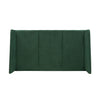 Cabecera queen size Skye en color verde con diseño moderno, costuras verticales y laterales alados que aportan estilo a tu dormitorio.