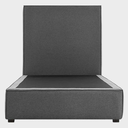 Cama individual Raquel GAIA en tono gris medio con estructura tapizada