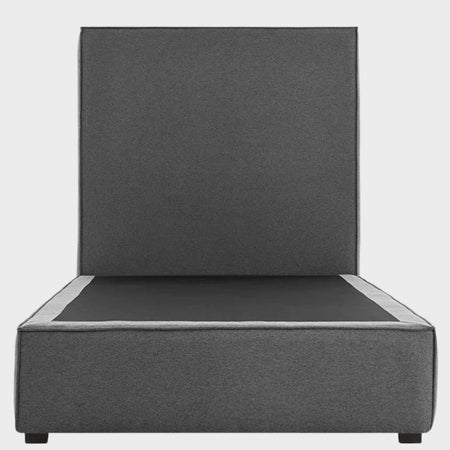 Cama individual Raquel GAIA en gris oscuro con cabecera tapizada