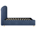 Cama queen size Nakane con marco tapizado en azul marino y cabecera, ideal para transformar tu dormitorio con estilo.