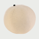 Vista frontal del cojín esfera grande en lana color blanco; la pureza del tono realza la silueta circular y aporta una luminosidad suave a la composición decorativa.