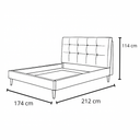 Cama queen size Landero con cabecera acolchada, diseño elegante y líneas limpias, ideal para un dormitorio acogedor.
