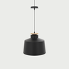 Lámpara de techo Veiros con pantalla negra y acento de madera, diseño contemporáneo ideal para cualquier espacio.