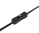 Cable de alimentación negro con interruptor deslizante, junto a la Lámpara de mesa Azalea de GAIA.