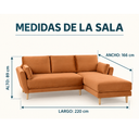 Sala esquinera derecha Levanto patas en acabado encino