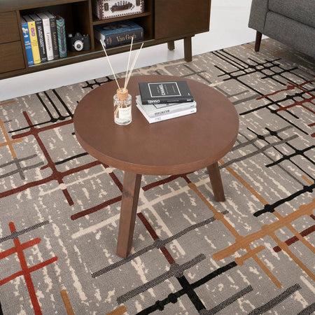 Mesa de centro Xocos 60 cm café en ambiente de sala estilo nórdico con decoración