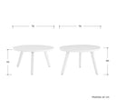 Mesa de centro redonda Xocos en color blanco, con un diseño elegante y cuatro patas, ideal para cualquier sala.