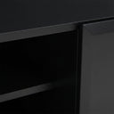 Mueble para TV Cuauhtémoc con superficie lisa y acabado oscuro, ideal para almacenamiento y estilo en tu sala.