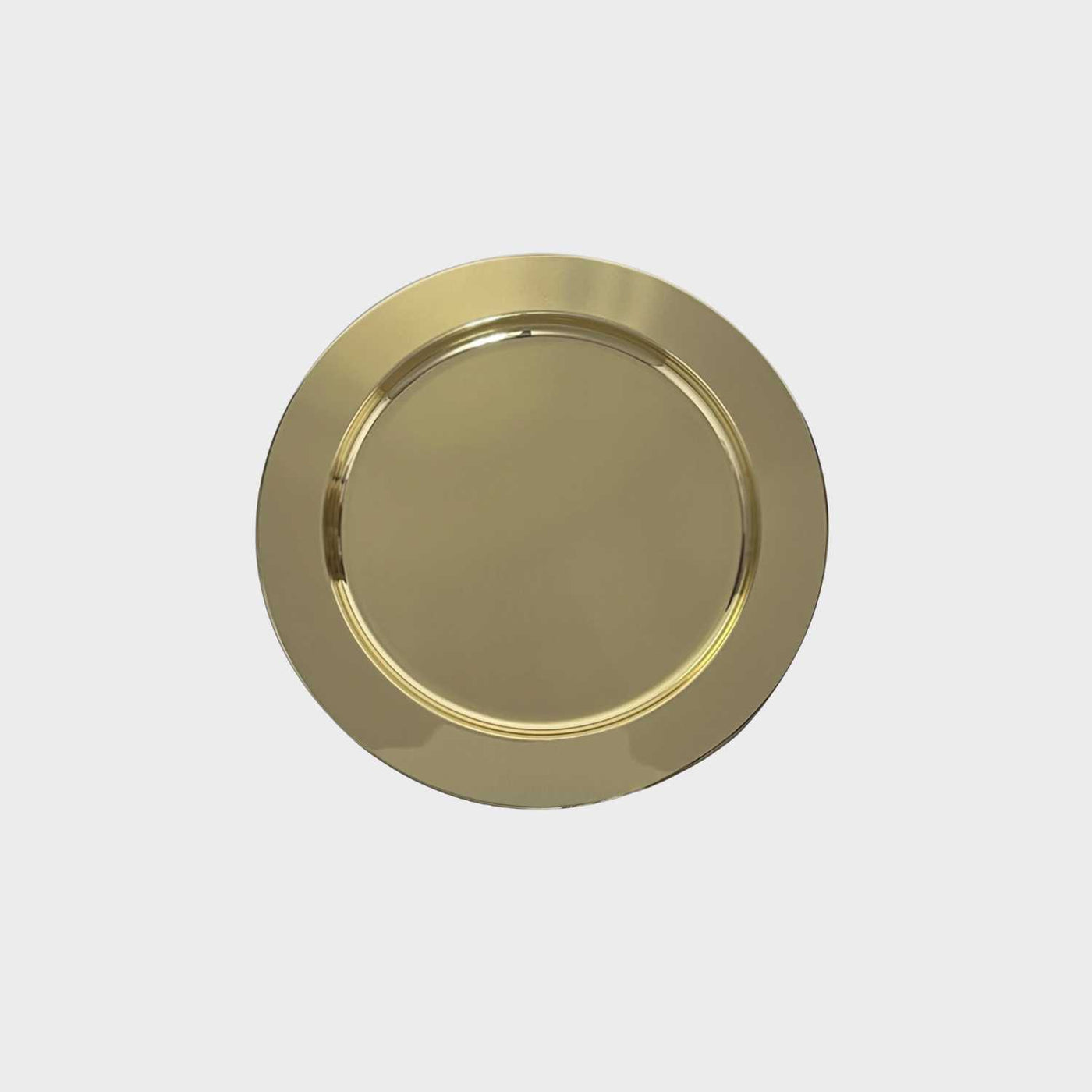 Plato base de acero Cabo en acabado dorado con diseño circular minimalista