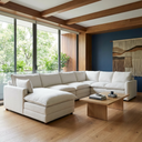 Sala moderna con set modular Andrea GAIA chaise izquierdo en ambiente residencial