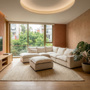 Sala moderna con set modular Emilia GAIA banca izquierda en ambiente residencial