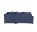 Sofá modular azul Amil con un diseño estructurado, ideal para dar un toque moderno y acogedor a cualquier espacio.
