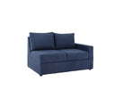 Sofá modular izquierdo en color azul con cojines de respaldo y un diseño simple, ideal para cualquier espacio.