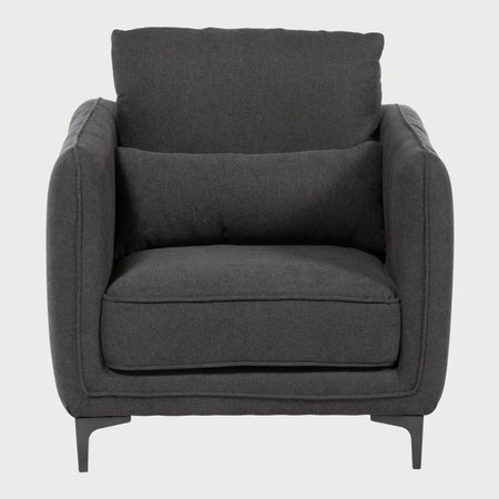 Sillón de descanso Marina GAIA en tela gris obscuro de estilo contemporáneo.