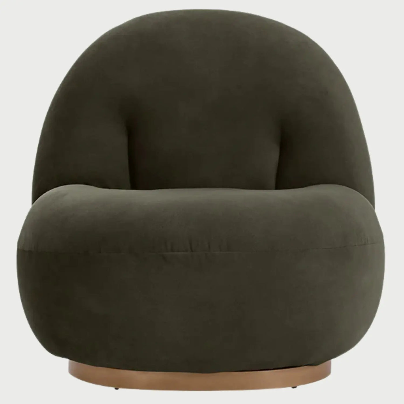 Sillón de diseño contemporáneo Toscana GAIA en tela verde con formas suaves y base tapizada.