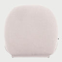 Vista posterior del sillón Toscana blanco con base tapizada, mostrando la continuidad del tejido boucle en el respaldo envolvente y la estructura sólida que llega hasta el suelo.