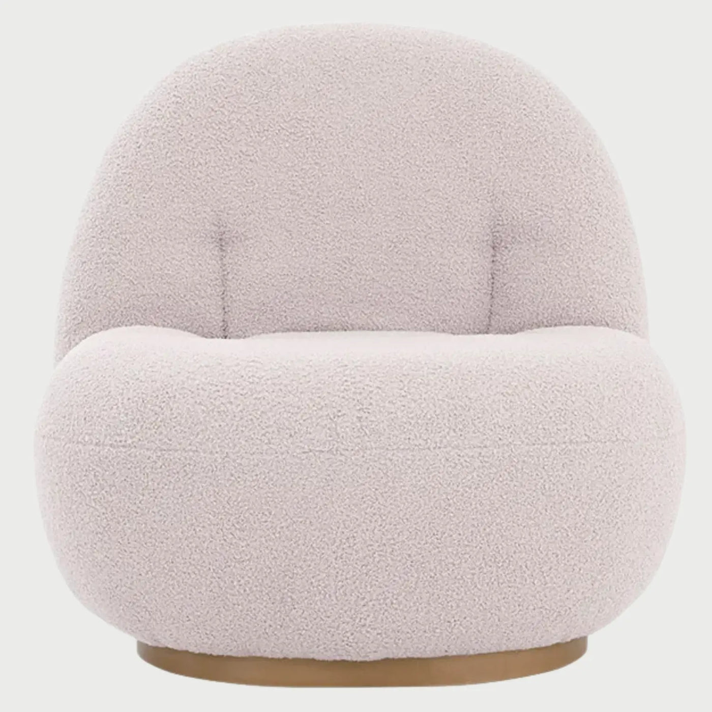 Sillón de acento Toscana GAIA tapizado en tela blanca de textura orgánica con diseño redondeado vista frontal.