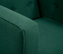 Sillón Moncayo en terciopelo verde esmeralda con diseño moderno y respaldo con botones, ideal para cualquier sala.