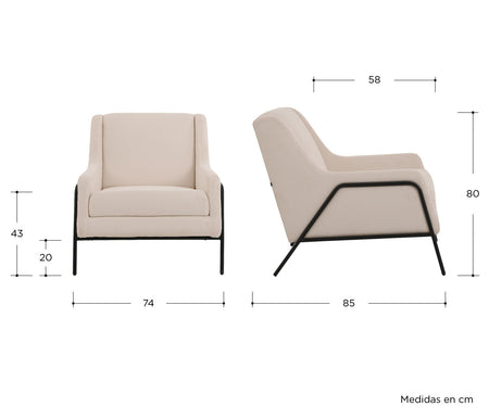 Sillón Tuxama con Patas de Madera en Acabado negro