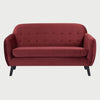 Sofá de dos cuerpos San Blas GAIA tapizado en tela color vino con respaldo acolchado decorativo y silueta compacta.