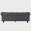 Vista trasera del sofá Bogar 3 plazas, mostrando el tapizado completo y acabado elegante