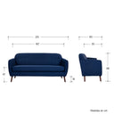 Sofa 3 cuerpos San Blas con Patas de Madera en Acabado nogal