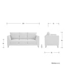 Sofa 3 cuerpos Yoco con Patas de Madera en Acabado negro