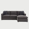 Sofá esquinero derecho Marie GAIA de tela gris obscuro con diseño modular para espacios amplios