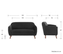 Sofa 2 cuerpos San Blas con Patas de Madera en Acabado nogal