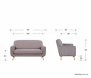 Sofá Jitototl de dos cuerpos en color gris, con patas de madera y un diseño ergonómico que aporta confort y estilo a tu sala.