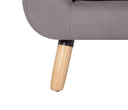 Sofá Jitototl de 2 cuerpos en color gris, con patas de madera en acabado encino, diseño moderno y acogedor.
