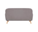 Sofá Jitototl de dos cuerpos en color gris, con patas de madera en acabado encino y diseño moderno y ergonómico.