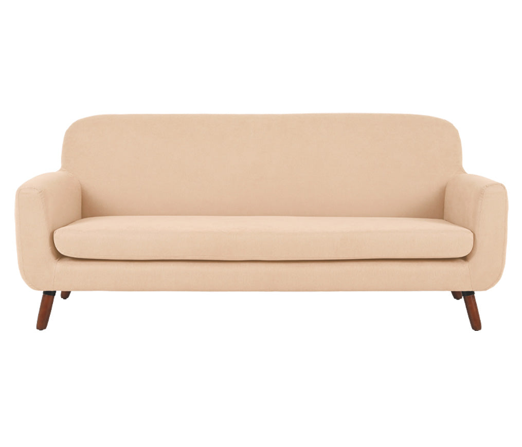 Sofá Jitotol 3 cuerpos en color beige con pata en acabado nogal