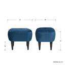 Taburete Tavari azul con superficie acolchada y patas oscuras, ideal para añadir un toque elegante a cualquier espacio.