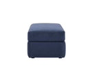 Taburete Amil en color azul, con diseño rectangular y superficie lisa, ideal para cualquier espacio moderno.