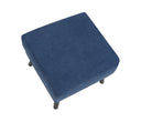 Taburete San Blas en color azul, con un diseño moderno y simple, apoyado sobre cuatro patas negras. Ideal para cualquier espacio.