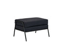 Taburete Tuxama en color negro, con un diseño minimalista y patas de madera, ideal para cualquier espacio de tu hogar.